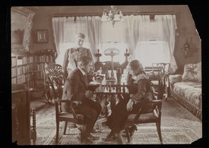 Francis Wilson and His Daughter Playing Chess in the Dining Room of Their Residence in New Rochelle, New York